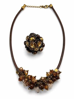 vintage statement ring + necklace bundle 💍🤎✨